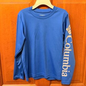 Columbia Kids Long Sleeve Shirt in Blue with White Logo